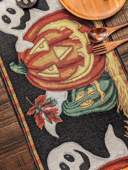 DaDa Bedding Halloween Pumpkins Table Runner, Harvest Orange Tapestry (12914) - DaDa Bedding Collection