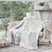 DaDa Bedding Cotton Cottage Floral Patchwork Quilted Throw Blanket - Reversible Hint of Mint - Ruffle Pastel Light Pink Blue/Green - 50 x 60 - DaDa Bedding Collection