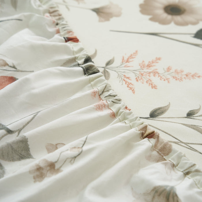DaDalogy Enchanted Meadow Bed in a bag Set - Victoria Garden Delicate Floral Symphony in Beige, Rose, and Soft Green, Luxuriously Soft Quilted Set - DaDa Bedding Collection