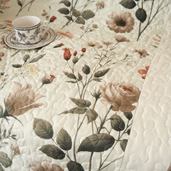 DaDa Bedding Collection Enchanted Meadow Reversible Floral Cozy Lightweight Lap Throw - Perfect for Couch or Bed, Beige Victorian Garden Pallete, All-Season Comfort, Machine Washable, 50x60 Inches - DaDa Bedding Collection