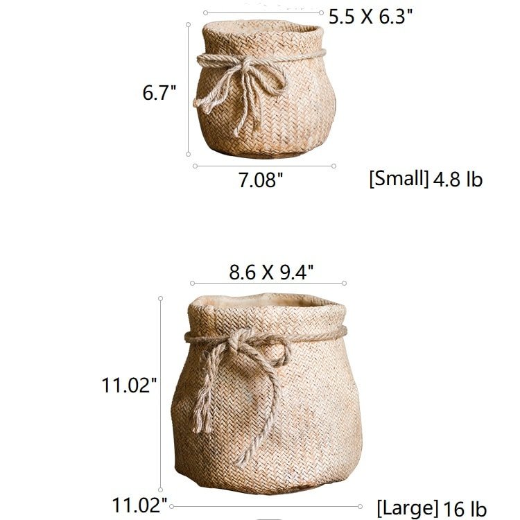 Ribbon Bag Style Concrete Garden Pot (Shipping fees may apply)