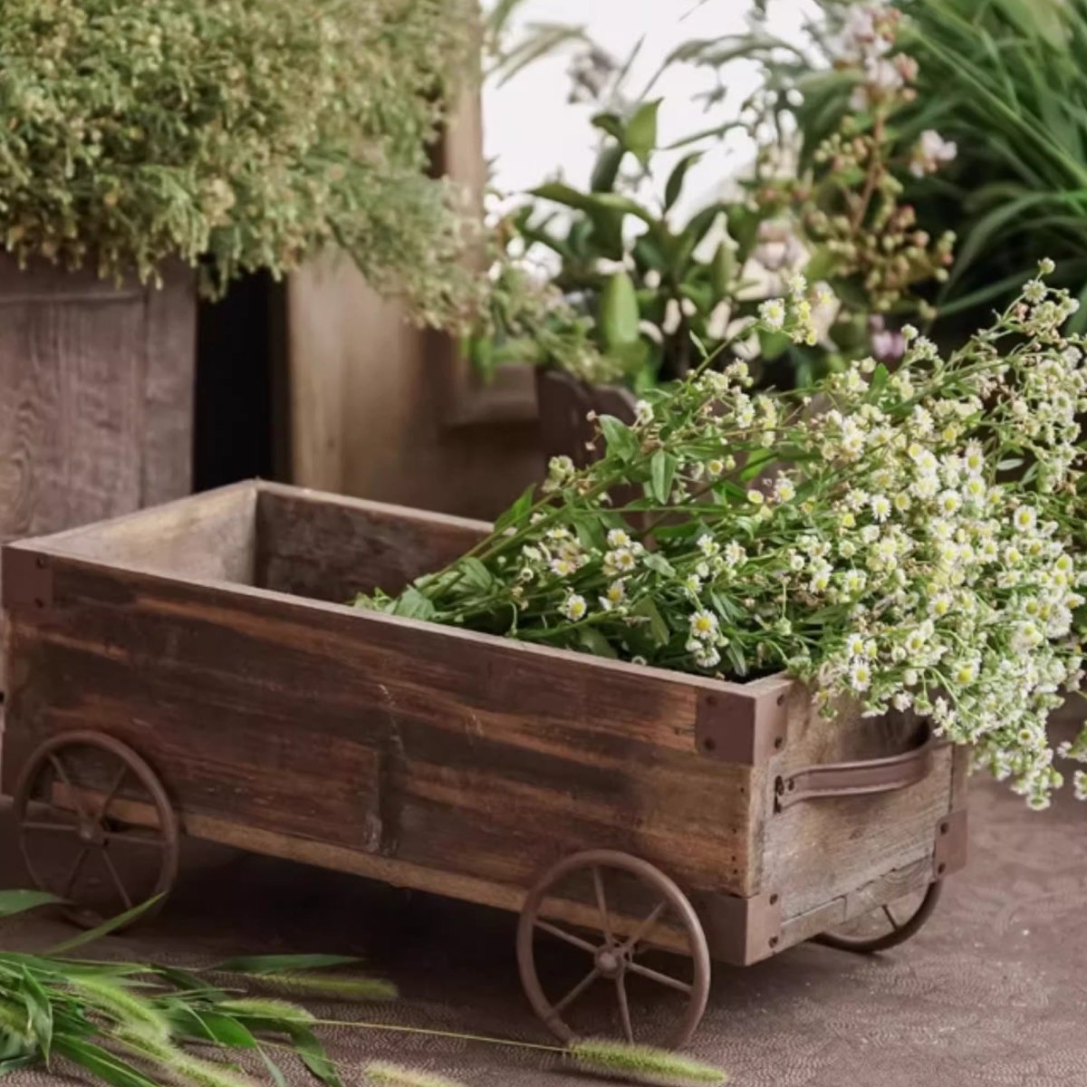 Wooden Wagon Planter Garden Flower Box (Shipping fees may apply)