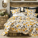 DaDa Bedding Yellow Fleur Floral Golden Orange Ivory Cream Scalloped Bedspread Set (18112) - DaDa Bedding Collection