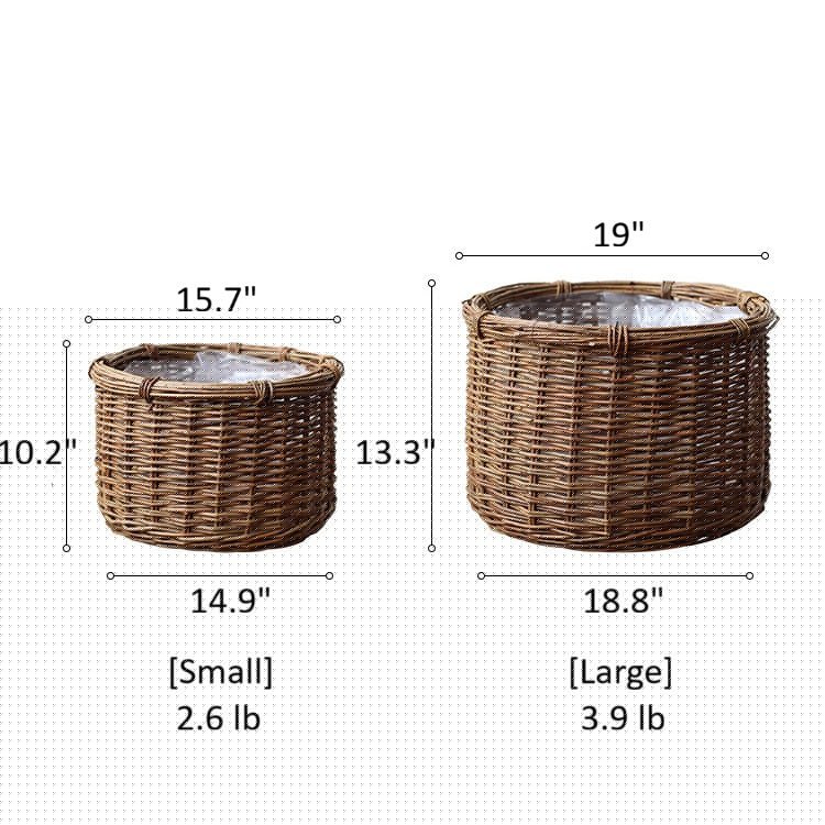Rustic Round Wicker Planter with Liner (Shipping fees may apply)