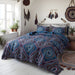 DaDa Bedding Farmhouse Bohemian Native Rustic Navy Blue Geometric Diamond Shapes Bedspread Set (KSX-001) - DaDa Bedding Collection