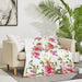 DaDa Bedding Romantic Roses Floral Throw Blanket - Lovely Spring Pink & White Scalloped Colorful Lightweight Breathable - Bright Vibrant Quilted Throw Blanket - 50 x 60 - DaDa Bedding Collection