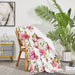 DaDa Bedding Romantic Roses Floral Throw Blanket - Lovely Spring Pink & White Scalloped Colorful Lightweight Breathable - Bright Vibrant Quilted Throw Blanket - 50 x 60 - DaDa Bedding Collection