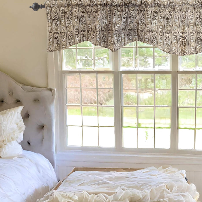 DaDa Bedding Moroccan Paisley Filigree Floral Window Curtain Valance - 18" x 52" (JHW-885) - DaDa Bedding Collection