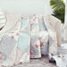 DaDa Bedding Cotton Cottage Floral Patchwork Quilted Throw Blanket - Reversible Hint of Mint - Ruffle Pastel Light Pink Blue/Green - 50 x 60 - DaDa Bedding Collection