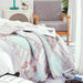 DaDa Bedding Cotton Cottage Floral Patchwork Quilted Throw Blanket - Reversible Hint of Mint - Ruffle Pastel Light Pink Blue/Green - 50 x 60 - DaDa Bedding Collection