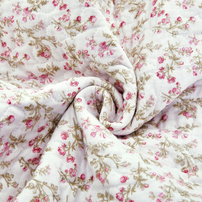 DaDa Bedding Cotton Cottage Floral Patchwork Quilted Throw Blanket - Reversible Hint of Mint - Ruffle Pastel Light Pink Blue/Green - 50 x 60 - DaDa Bedding Collection