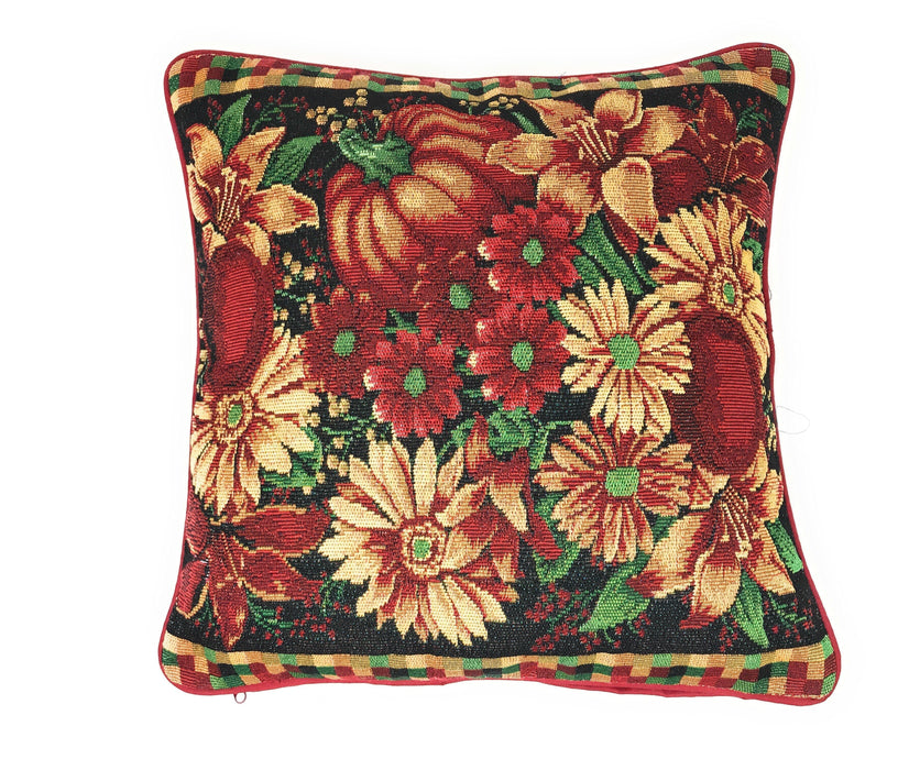 DaDa Bedding Set of 4 Pieces - Autumn Harvest Halloween & Christmas Ornaments Holiday Tapestry Throw Pillow Covers Bundle Pack - 16" x 16" - DaDa Bedding Collection