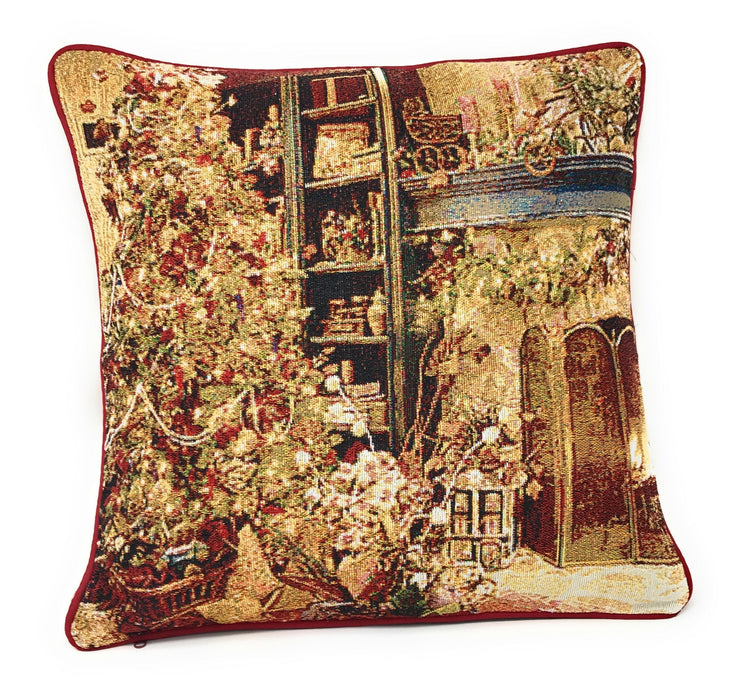 DaDa Bedding Set of 4 Pieces - Elegant Christmas Holiday Tapestry Throw Pillow Covers Bundle Pack - 16" x 16" - DaDa Bedding Collection