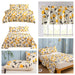 DaDa Bedding Yellow Fleur Golden Orange Botanical Ivory Duvet Cover & Fitted Flat Bed Sheets Set w/ Pillow Cases Window Valances (18112) - DaDa Bedding Collection