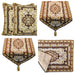 DaDa Bedding Set of 8 Pieces Persian Style Rug Golden Floral Table Woven Tapestry - 4 Placemats, 2 Table Runners, 2 Throw Pillow Covers (18119) - DaDa Bedding Collection