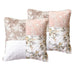 DaDa Bedding Set of 2-Pieces Vintage Patchwork Muted Dusty Rose Taupe & Tan Brown Floral Throw Pillow Covers, 18" x 18" - DaDa Bedding Collection