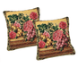DaDa Bedding Set of 2-Pieces Parade Fruit & Roses Garden Tapestry Throw Pillow Covers w/ Inserts - 18" x 18" - DaDa Bedding Collection