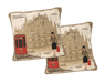 DaDa Bedding Set of 2-Pieces Postcard Milan Tapestry Throw Pillow Covers w/ Pillow Inserts, 18" x 18" - DaDa Bedding Collection