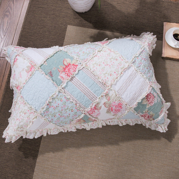 DaDalogy Bedding Bed in a Bag Bundle Set - Hint of Mint Cottage Floral Pastel Patchwork Bedspread Set (JHW3036) - DaDa Bedding Collection