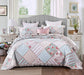 DaDalogy Bedding Bed in a Bag Bundle Set - Hint of Mint Cottage Floral Pastel Patchwork Bedspread Set (JHW3036) - DaDa Bedding Collection