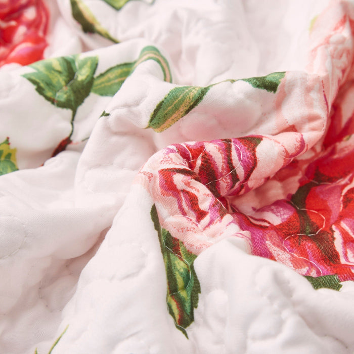 DaDa Bedding Romantic Roses Pink White Lovely Floral Quilted Dining Table Runner (879) - DaDa Bedding Collection