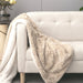 DaDalogy Bedding Champagne Ivory Faux Fur Throw Blanket - Dreamy Gold Geometric Embossed Sherpa Backside - Super Soft Warm Cozy Plush Fluffy - DaDa Bedding Collection