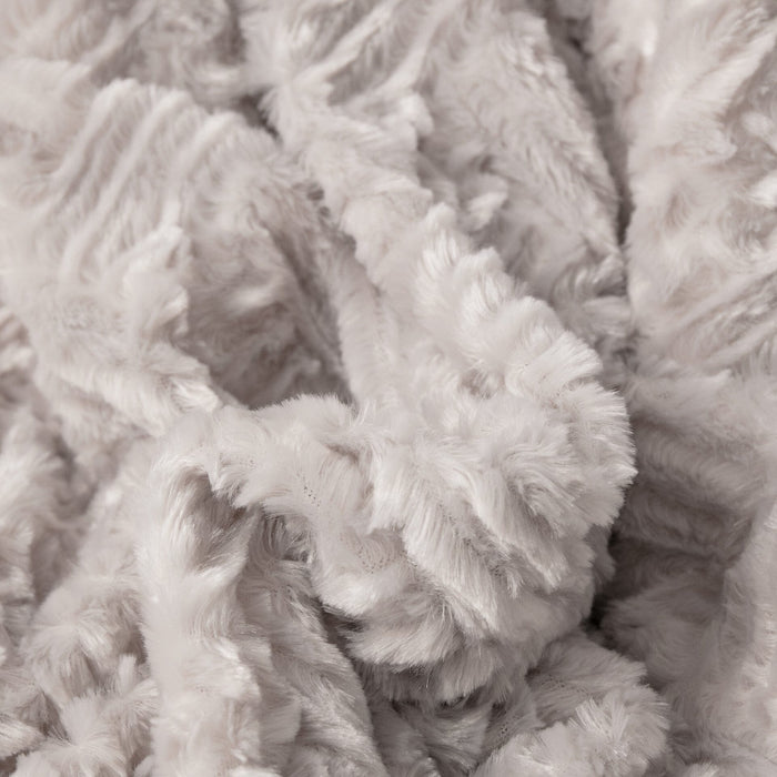 DaDalogy Bedding Lavender Grey Faux Fur Throw Blanket - Dreamy Geometric Embossed Sherpa Backside - Super Soft Warm Cozy Plush Fluffy - DaDa Bedding Collection