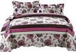DaDa Bedding Bohemian Purple Blooms Floral Garden Pink Brown Bedspread Set (KBJ1629) - DaDa Bedding Collection