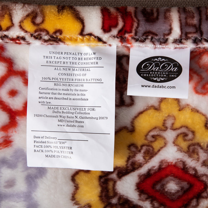 DaDa Bedding Southwestern Havana Geometric Soft Plush Fleece Flannel Throw Blanket (XY1012) - DaDa Bedding Collection