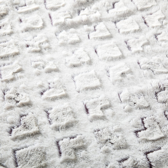 DaDa Bedding Luxury Dreamy Milky White & Purple Sherpa Backside Faux Fur Throw Blanket (M3395) - DaDa Bedding Collection