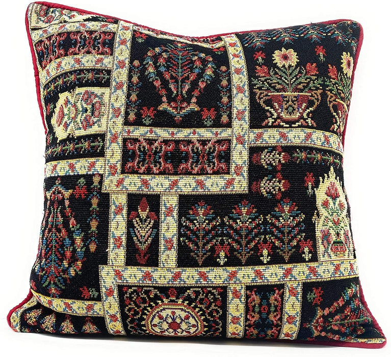 DaDa Bedding Set of 4 Pieces - Floral Garden Botanical Tapestry Throw Pillow Covers Bundle Pack - 16" x 16" - DaDa Bedding Collection