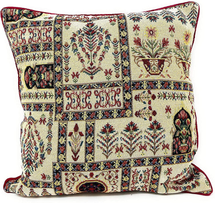 DaDa Bedding Set of 4 Pieces - Floral Garden Botanical Tapestry Throw Pillow Covers Bundle Pack - 16" x 16" - DaDa Bedding Collection