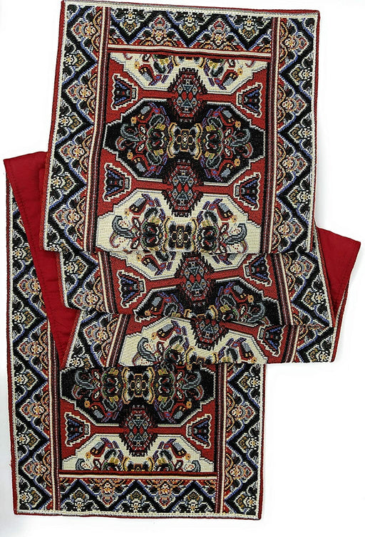 DaDalogy Elegant Majestic Kilim Red Persian Rug Ornate Floral Woven Tapestry Table Runner (18195) - DaDa Bedding Collection