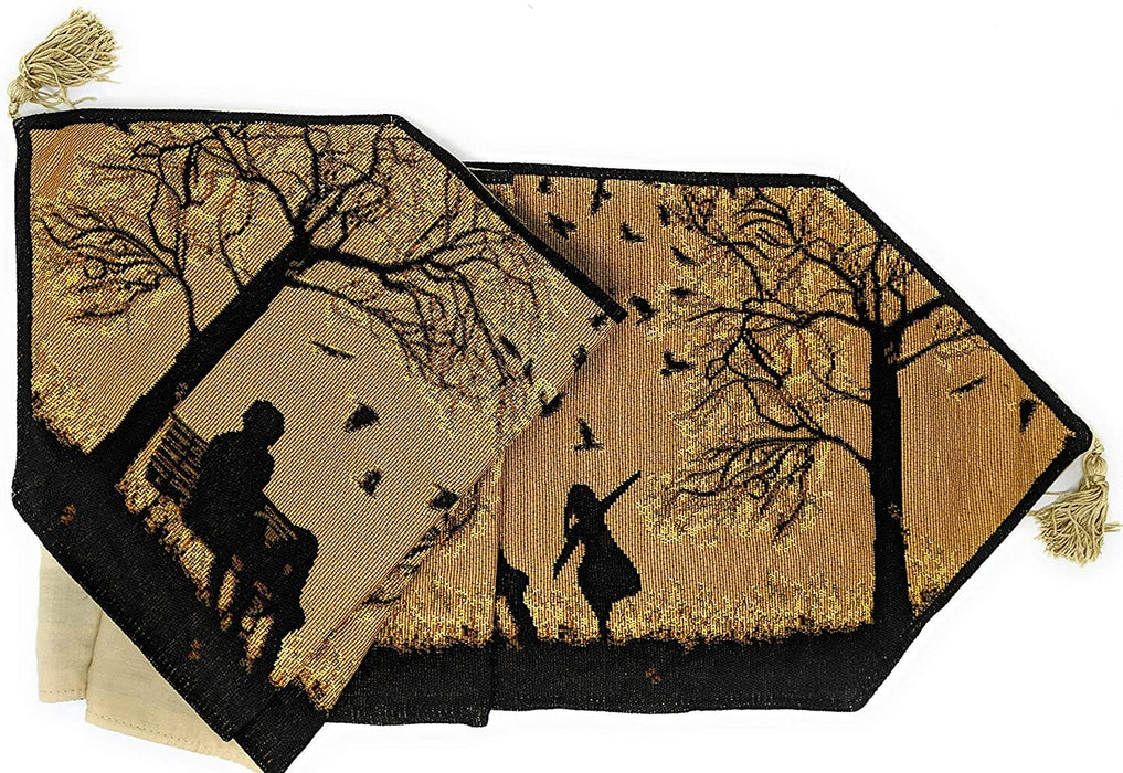 DaDalogy Autumn Birds Family Gathering Woven Tapestry Dining Table Runner (18198) - DaDa Bedding Collection