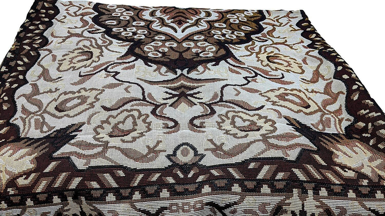 DaDa Bedding Elegant Tapestry Throw Blanket, Golden Persian Style Rug Ornate Floral - 50” x 60” (7175) - DaDa Bedding Collection
