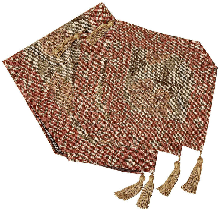 DaDa Bedding Set of 3 PCs - Floral Nature Garden Beige Woven Tapestry Table Runners (10072) - DaDa Bedding Collection