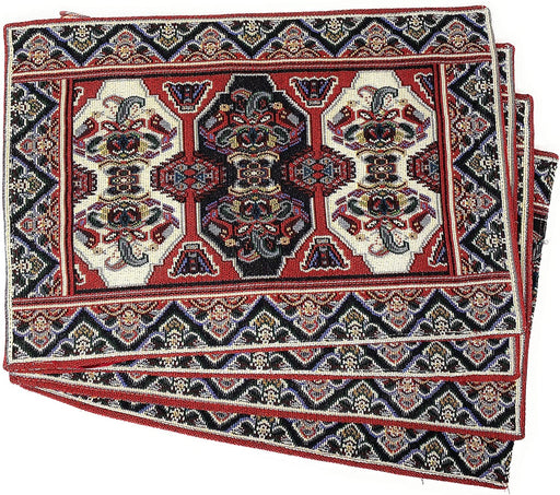 DaDalogy Set of 4-Pieces Majestic Kilim Red Persian Rug Woven Tapestry Placemats 13” x 19” (18195) - DaDa Bedding Collection