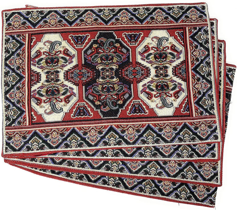 DaDalogy Set of 4-Pieces Majestic Kilim Red Persian Rug Woven Tapestry Placemats 13” x 19” (18195) - DaDa Bedding Collection
