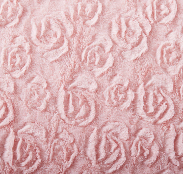 DaDa Bedding Rosey Pastel Blossom Pink Faux Fur Euro Throw Pillow Cover (171752) - DaDa Bedding Collection