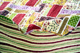 DaDa Bedding Cottage Red Floral Garden Scalloped Cotton Patchwork Quilted Bedspread Set (DXJ103269) - DaDa Bedding Collection