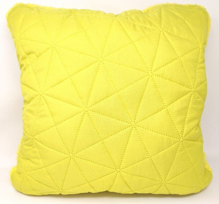 DaDa Bedding Hand-Made Tuscan Sun Yellow Sherpa Backside Quilted Throw Pillow - 18" x 18" - DaDa Bedding Collection