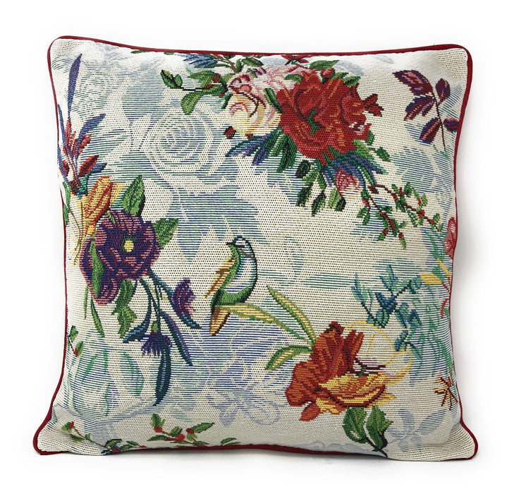 DaDa Bedding Elegant Tropical Paradise Birds Floral Tapestry Throw Pillow Covers 16" (18116) - DaDa Bedding Collection