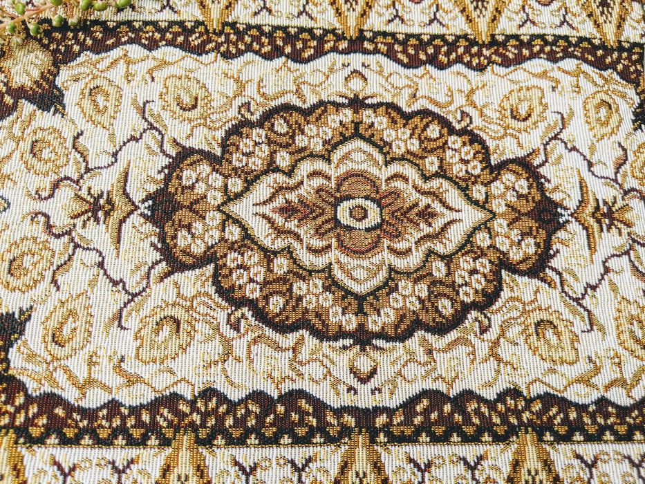 DaDa Bedding Set of 4-6 Pieces Royal Persian Style Rug Golden Brown Floral Tapestry Placemats 13” x 19” (18119) - DaDa Bedding Collection