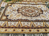 DaDa Bedding Set of 8 Pieces Persian Style Rug Golden Floral Table Woven Tapestry - 4 Placemats, 2 Table Runners, 2 Throw Pillow Covers (18119) - DaDa Bedding Collection