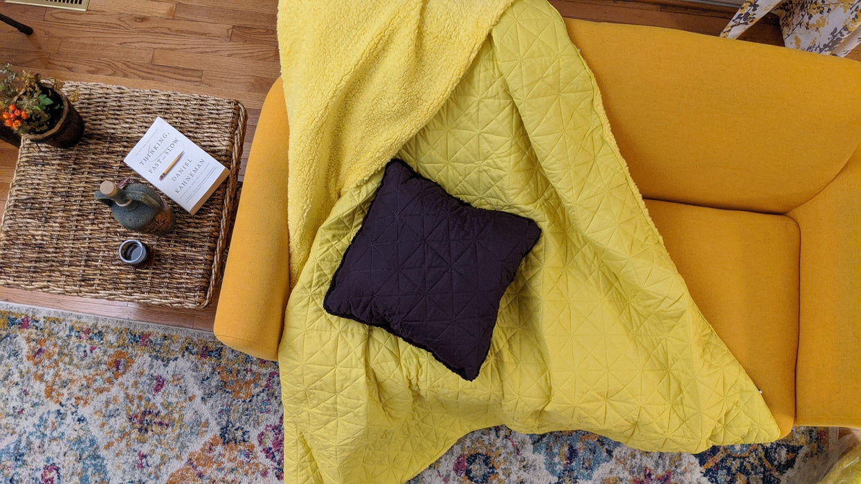 DaDa Bedding Hand-Made Eggplant Purple Sherpa Backside Quilted Throw Pillow - 18" x 18" - DaDa Bedding Collection