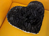 DaDa Bedding Hand-Made Midnight Noir Black & White Faux Fur Heart Shaped Throw Pillow - 16” x 14” - DaDa Bedding Collection