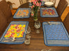 DaDa Bedding Set of 6-Pieces Hand-Made Placemats Cotton Bohemian Midnight Ocean Blue Patchwork Floral Table Mats (JHW-572) - DaDa Bedding Collection