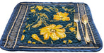 DaDa Bedding Set of 6-Pieces Hand-Made Placemats Cotton Bohemian Midnight Ocean Blue Patchwork Floral Table Mats (JHW-572) - DaDa Bedding Collection