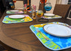 DaDa Bedding Set of 6-Pieces Hand-Made Placemats Cotton Bohemian Tropical Sunrise Rainbow Garden Patchwork Floral Table Mats - DaDa Bedding Collection