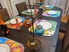 DaDa Bedding Set of 6-Pieces Hand-Made Placemats Cotton Bohemian Tropical Sunrise Rainbow Garden Patchwork Floral Table Mats - DaDa Bedding Collection